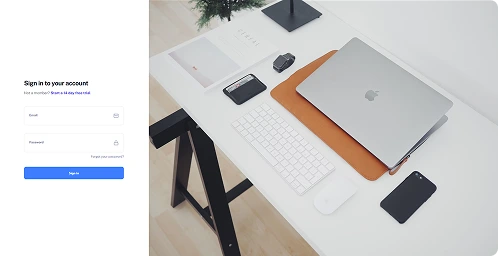 login page screenshot
